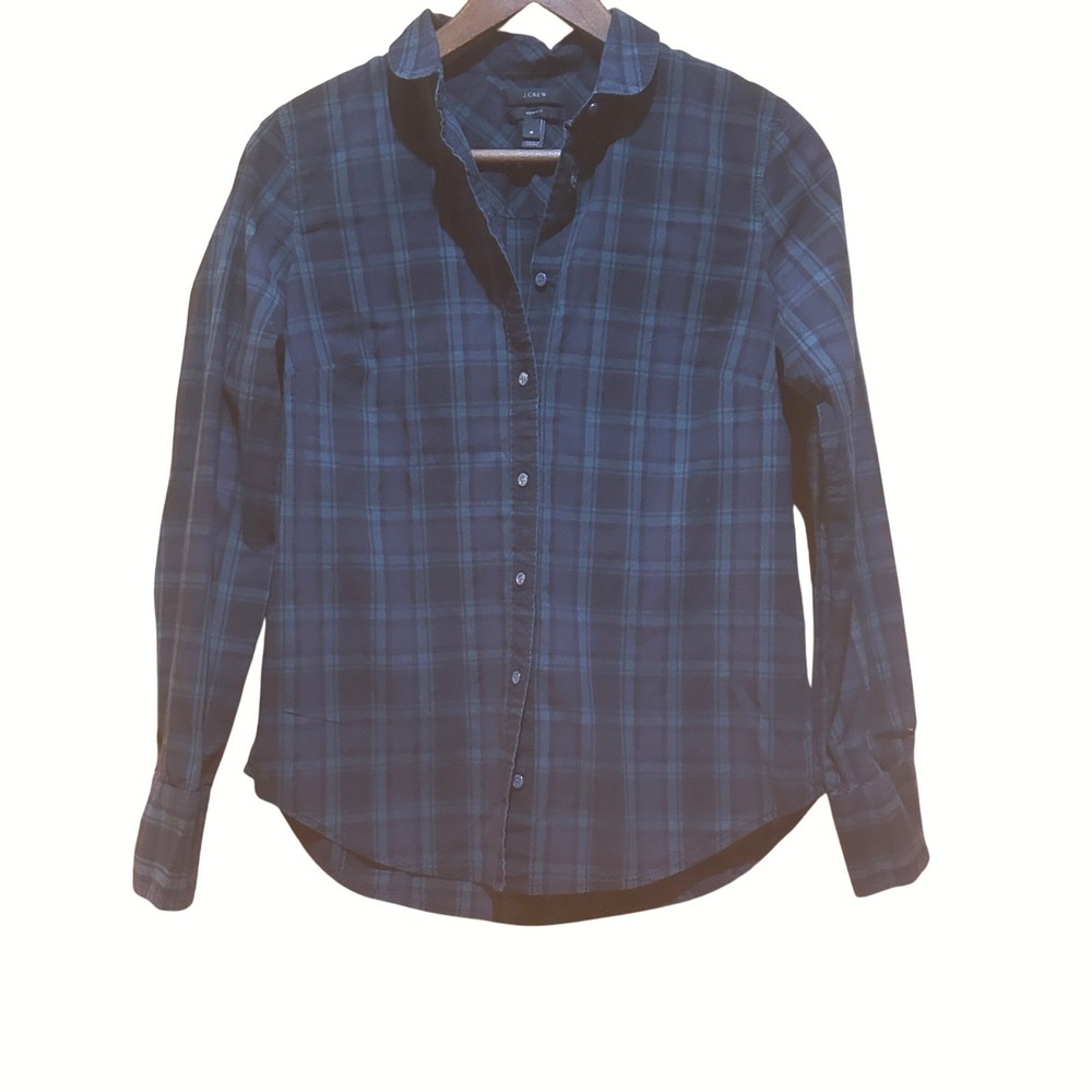 J.Crew Shirt Womens Size 4 Perfect Blackwatch Plaid Button Down Preppy Academia